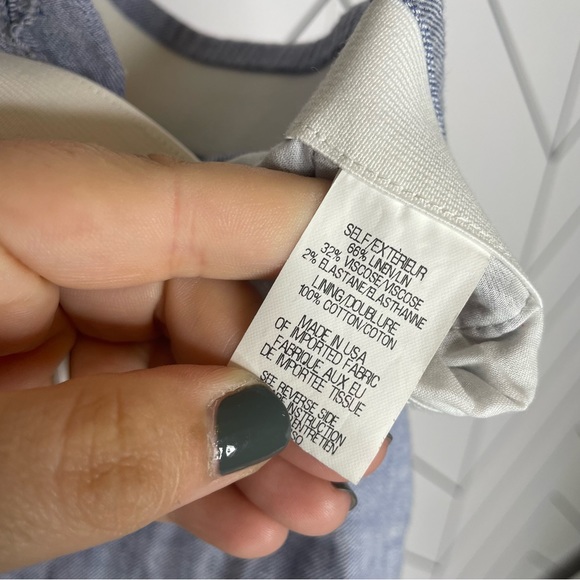 Theory | Thaniel Slim Cropped Chambray Linen Pull On Pants Blue Size 10 - Picture 12 of 14